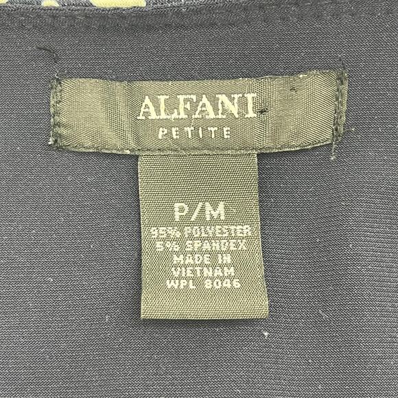 Alfani Long Sleeve Stretch Layered Geometric Dressy Flowy Blouse Shirt Petite M - Picture 3 of 8